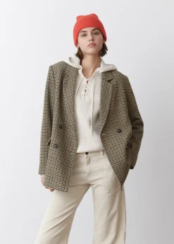 Mujer Brownie Spain Abrigos Y Chaquetas-Americana Cruzada Pata De Gallo Con Lana