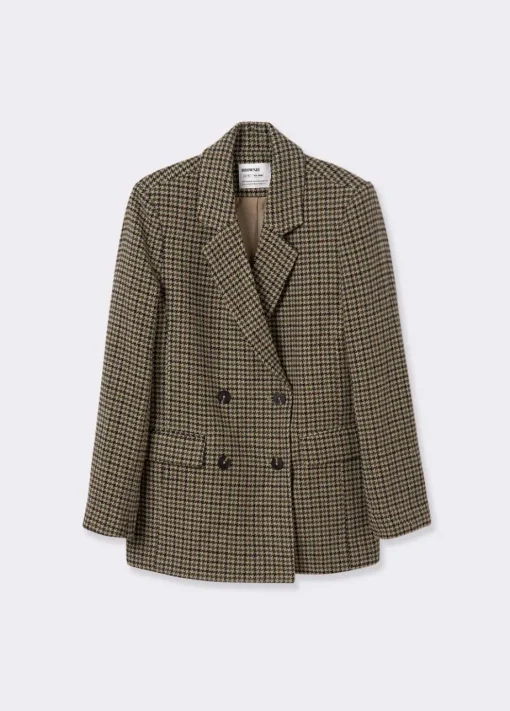 Mujer Brownie Spain Abrigos Y Chaquetas-Americana Cruzada Pata De Gallo Con Lana