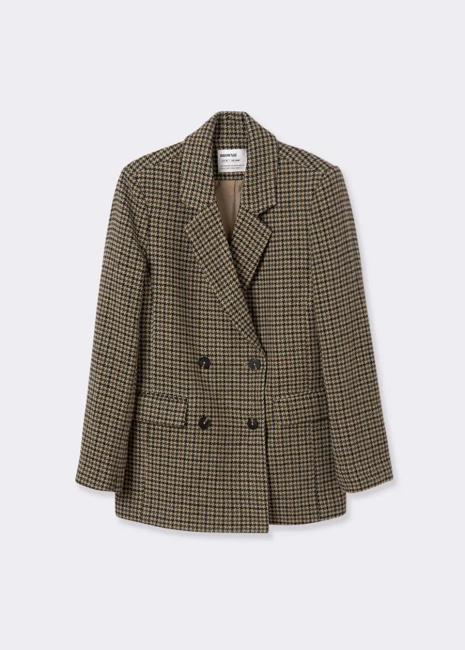 Mujer Brownie Spain Abrigos Y Chaquetas-Americana Cruzada Pata De Gallo Con Lana