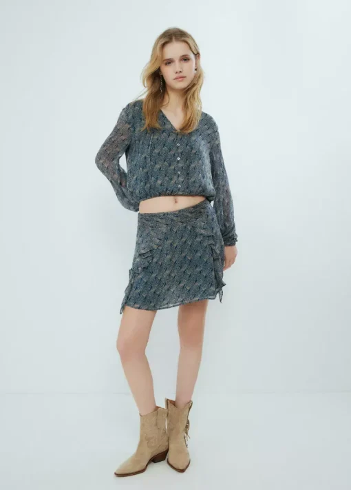 Mujer Brownie Spain Camisas Y Blusas-Blusa Corta Botones Estampado