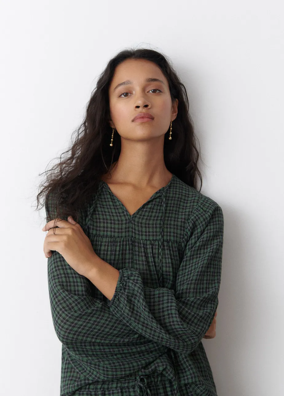 Mujer Brownie Spain Camisas Y Blusas-Blusa Cuadros Escote Cuadrado