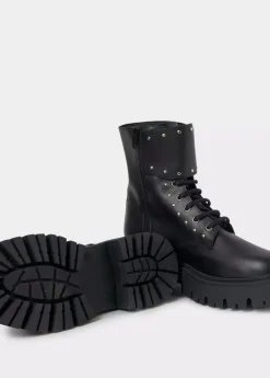 Mujer Brownie Spain Zapatos-Bota Acordonada Tachas