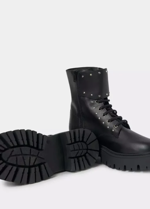 Mujer Brownie Spain Zapatos-Bota Acordonada Tachas