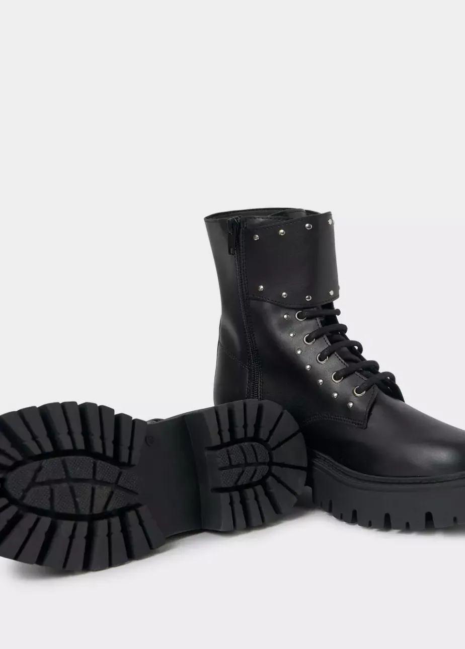 Mujer Brownie Spain Zapatos-Bota Acordonada Tachas