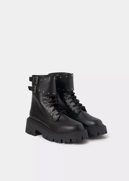 Mujer Brownie Spain Zapatos-Bota Acordonada Tachas