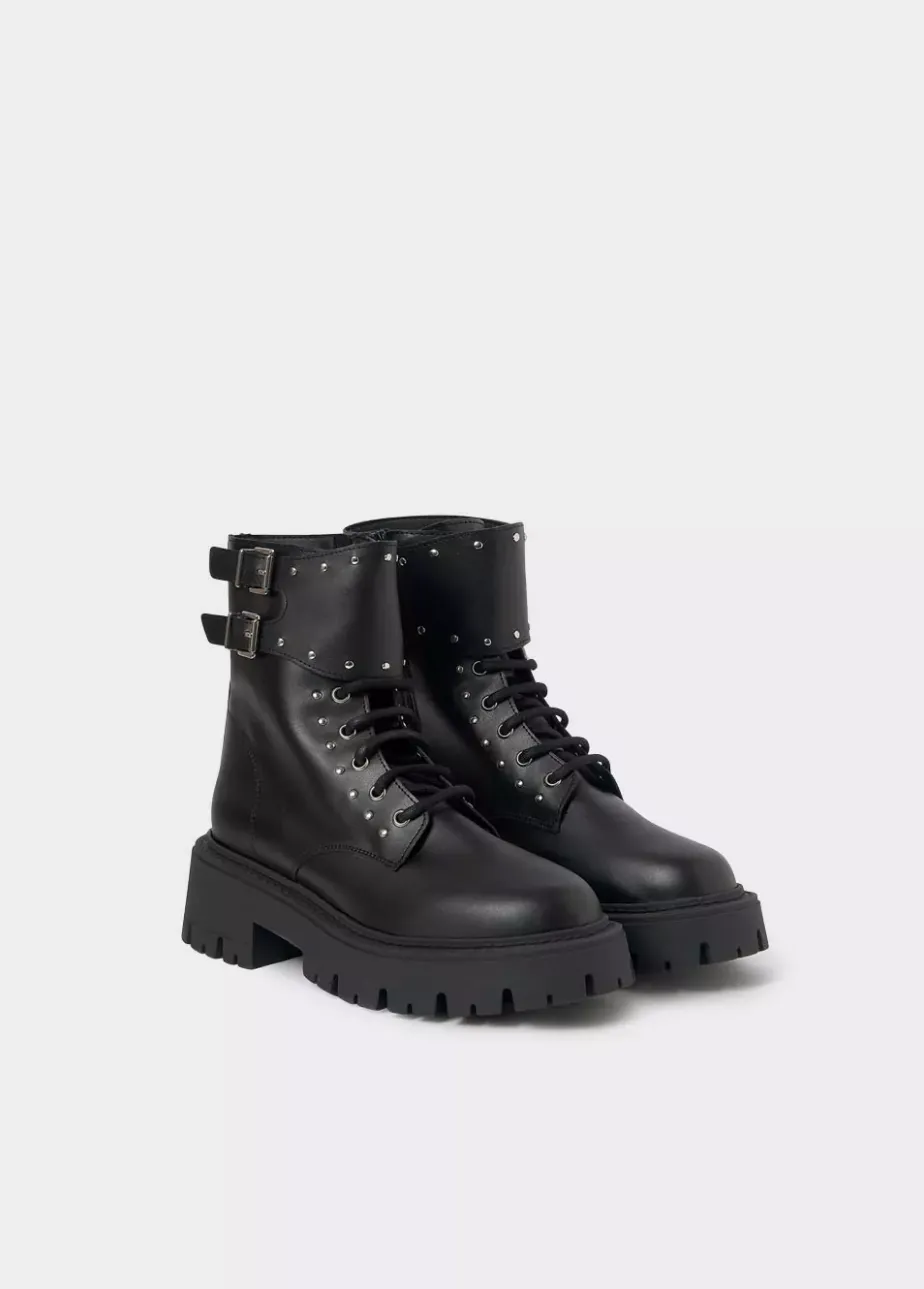 Mujer Brownie Spain Zapatos-Bota Acordonada Tachas