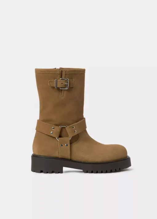 Mujer Brownie Spain Zapatos-Bota Biker Hebilla Piel