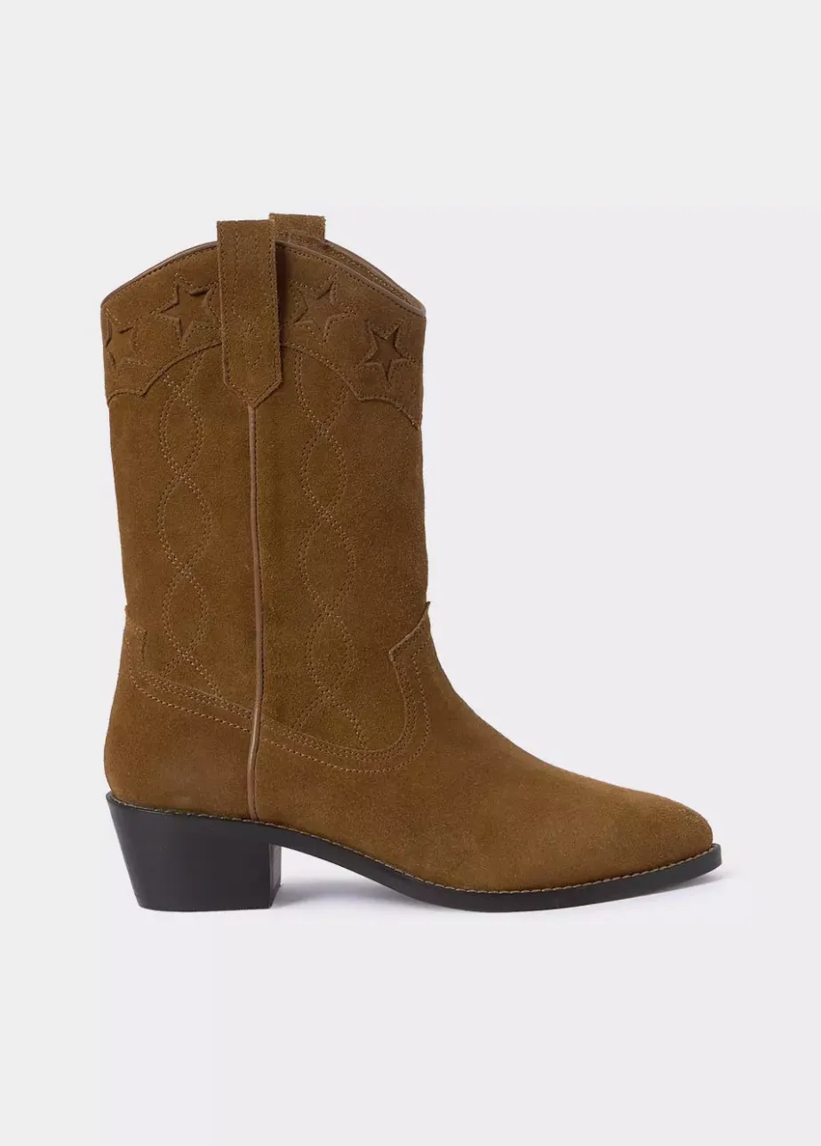 Mujer Brownie Spain Zapatos-Bota Cowboy Estrellas Piel