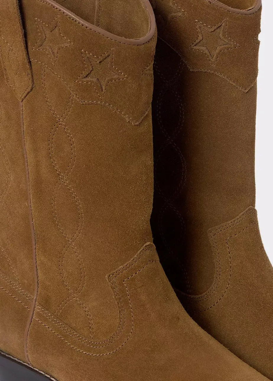 Mujer Brownie Spain Zapatos-Bota Cowboy Estrellas Piel