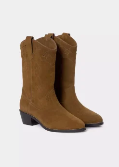 Mujer Brownie Spain Zapatos-Bota Cowboy Estrellas Piel