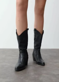 Mujer Brownie Spain Zapatos-Bota Cowboy Pespuntes