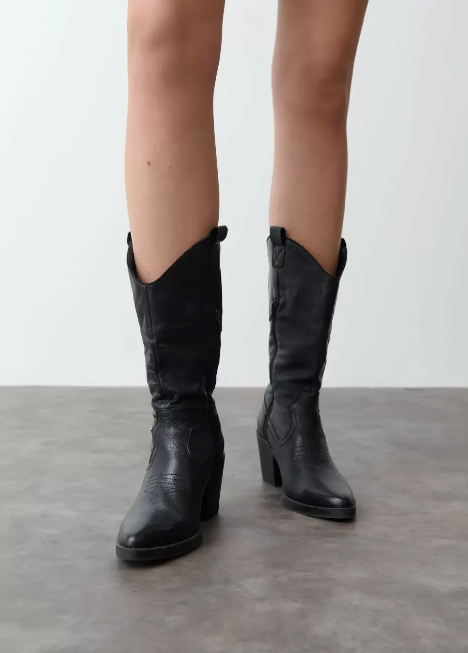 Mujer Brownie Spain Zapatos-Bota Cowboy Pespuntes