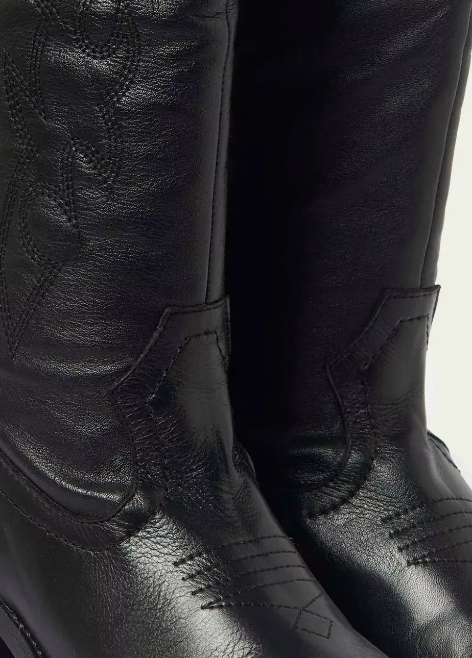 Mujer Brownie Spain Zapatos-Bota Cowboy Pespuntes