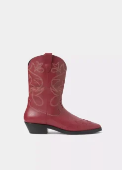 Mujer Brownie Spain Zapatos-Bota Cowboy Pespuntes Contraste Piel