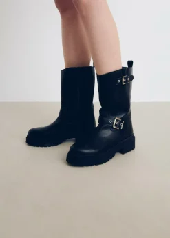 Mujer Brownie Spain Zapatos-Bota Motera Hebillas