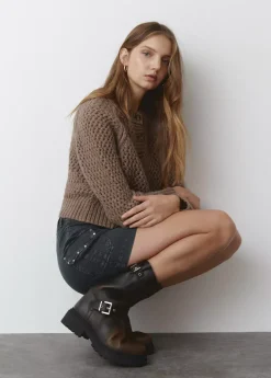 Mujer Brownie Spain Zapatos-Bota Motera Hebillas