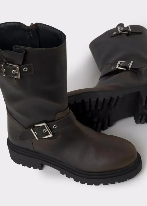 Mujer Brownie Spain Zapatos-Bota Motera Hebillas
