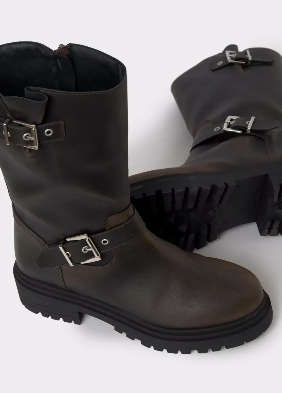 Mujer Brownie Spain Zapatos-Bota Motera Hebillas