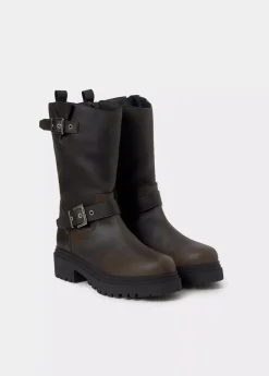 Mujer Brownie Spain Zapatos-Bota Motera Hebillas