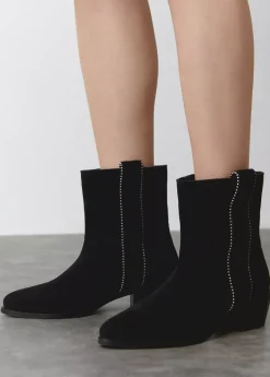 Mujer Brownie Spain Zapatos-Botin Alto Tiras Bolitas Piel