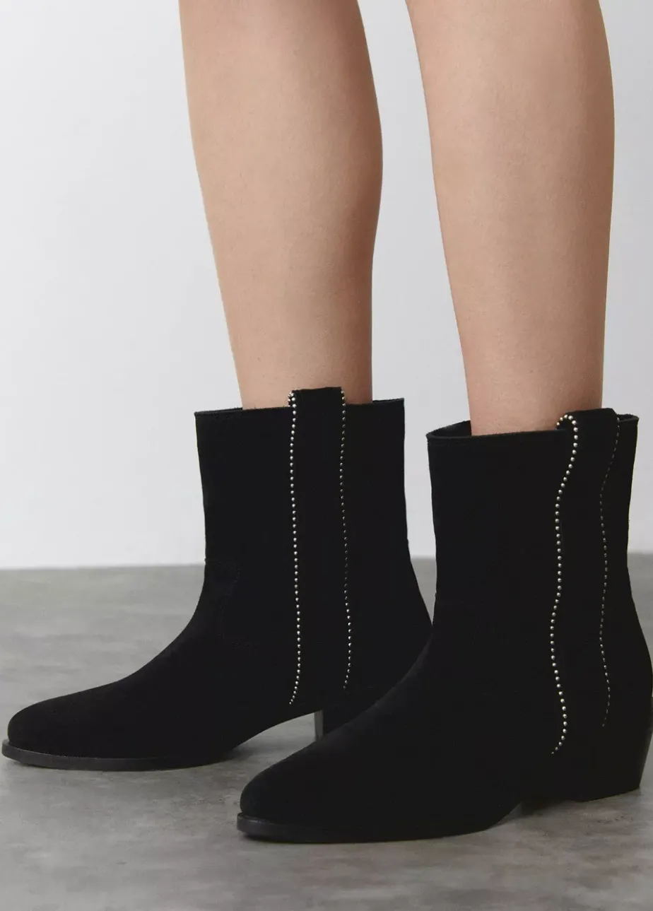 Mujer Brownie Spain Zapatos-Botin Alto Tiras Bolitas Piel