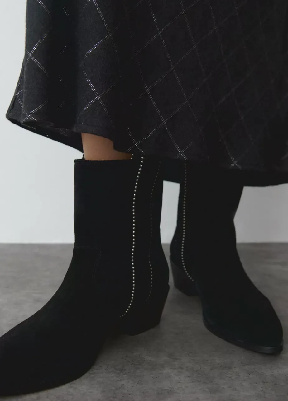Mujer Brownie Spain Zapatos-Botin Alto Tiras Bolitas Piel