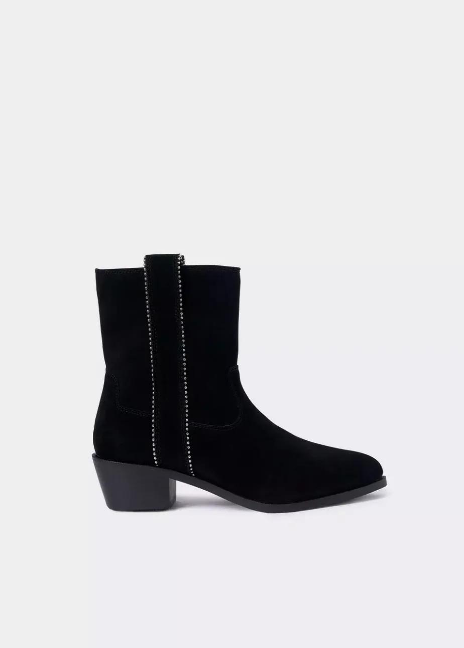 Mujer Brownie Spain Zapatos-Botin Alto Tiras Bolitas Piel