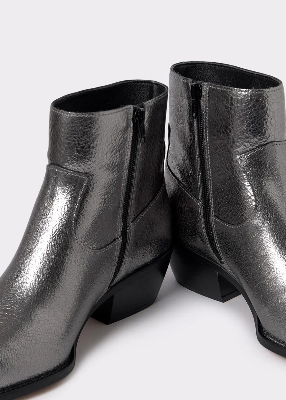 Mujer Brownie Spain Zapatos-Botin Campero Laminado Piel