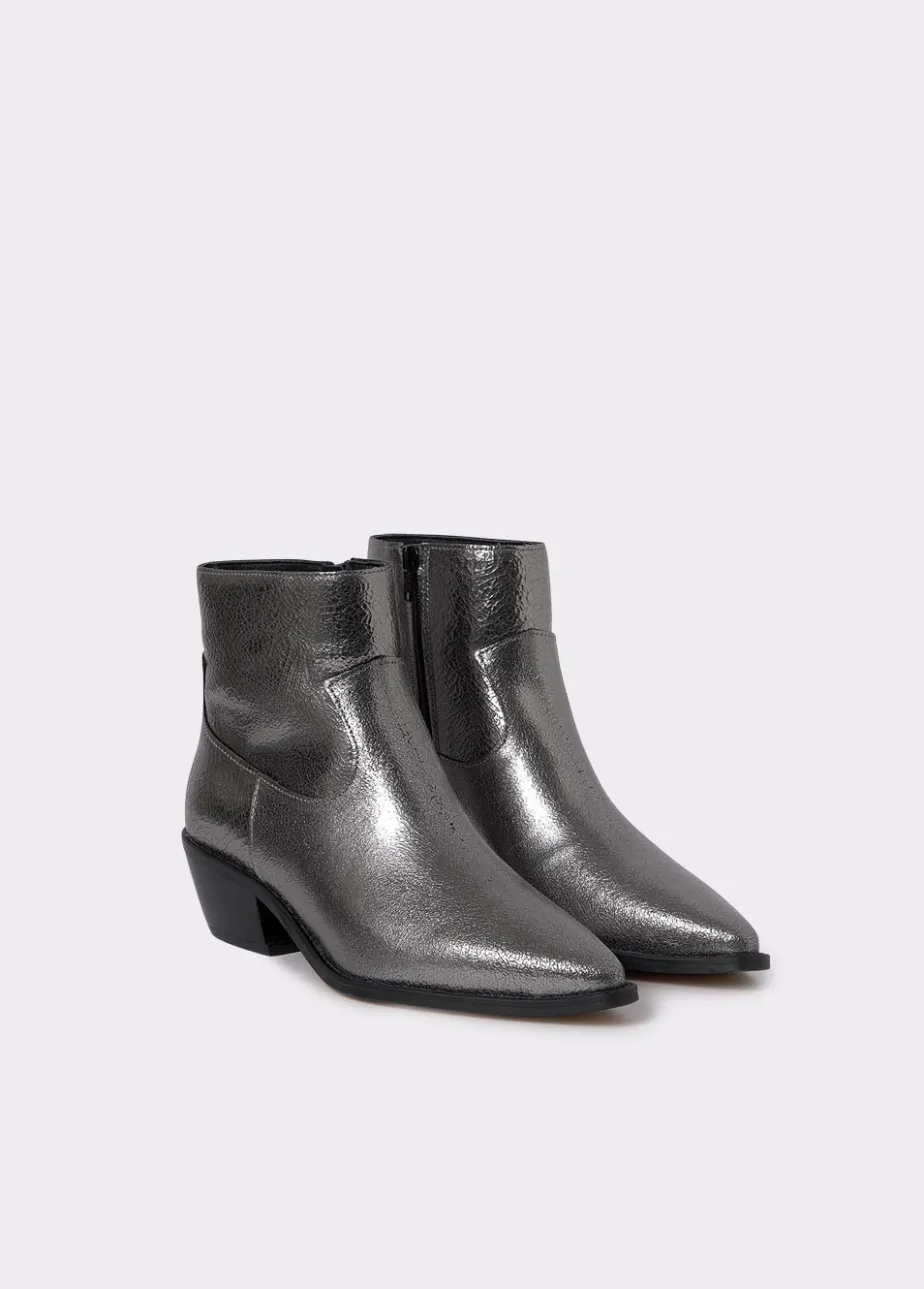 Mujer Brownie Spain Zapatos-Botin Campero Laminado Piel