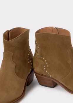 Mujer Brownie Spain Zapatos-Botin Tachas Talon Piel