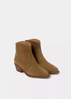 Mujer Brownie Spain Zapatos-Botin Tachas Talon Piel