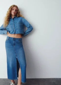 Mujer Brownie Spain Camisas Y Blusas-Camisa Denim Cropped