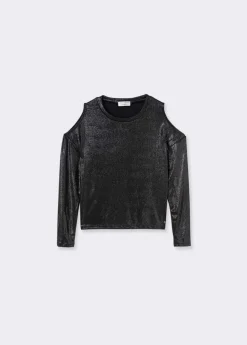 Mujer Brownie Spain Camisetas-Camiseta Apertura Hombros Brillo