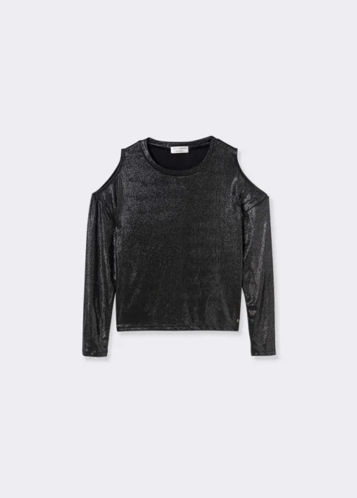 Mujer Brownie Spain Camisetas-Camiseta Apertura Hombros Brillo
