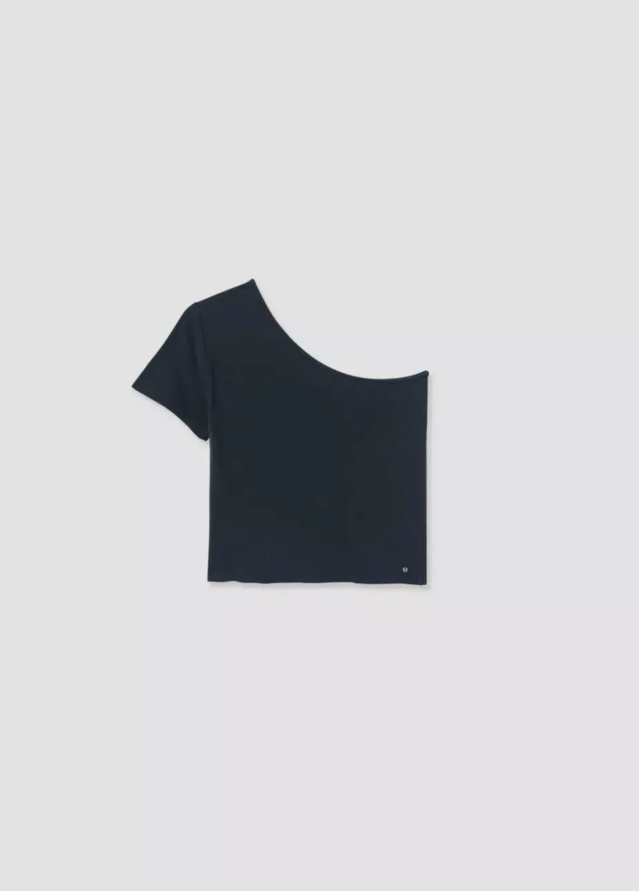 Mujer Brownie Spain Camisetas-Camiseta Asimetrica Manga Corta Antracita
