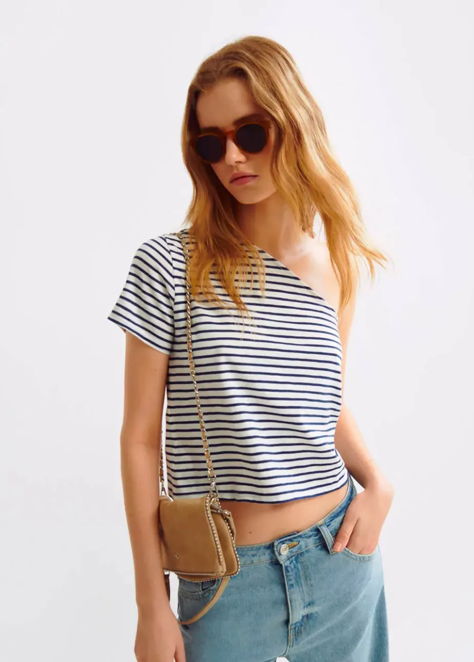 Mujer Brownie Spain Camisetas-Camiseta Asimetrica Rayas