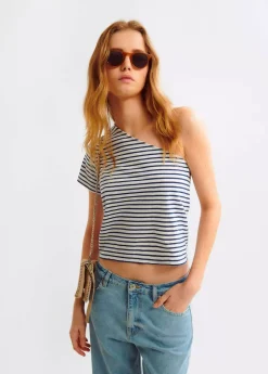Mujer Brownie Spain Camisetas-Camiseta Asimetrica Rayas
