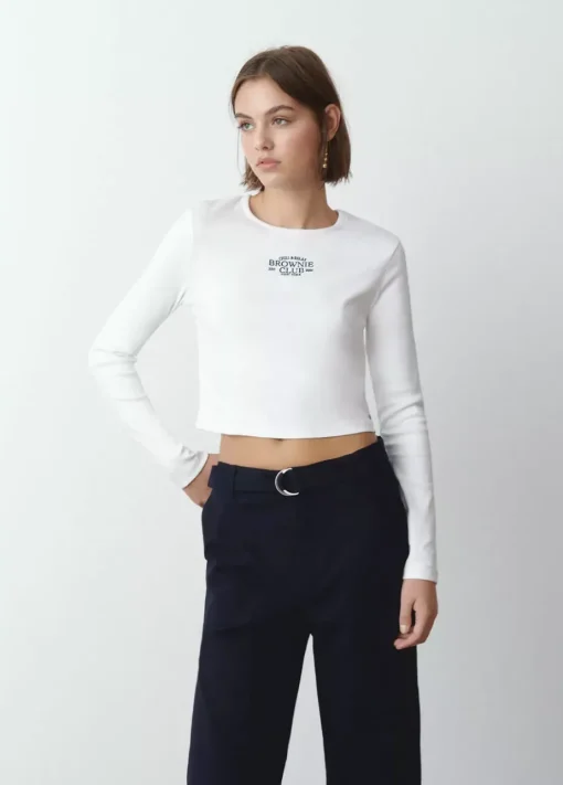 Mujer Brownie Spain Camisetas-Camiseta Baby Tee Manga Larga