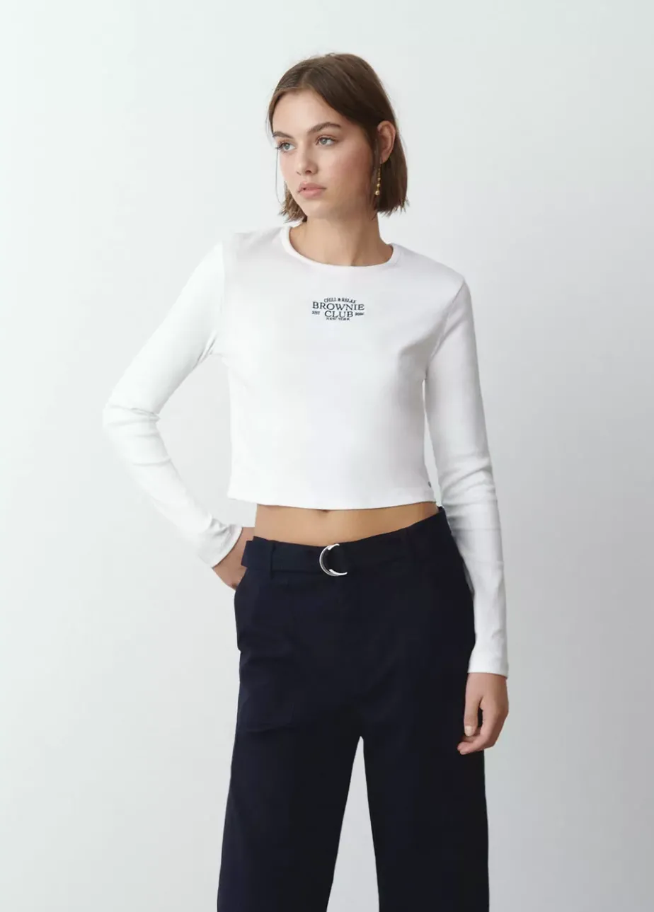 Mujer Brownie Spain Camisetas-Camiseta Baby Tee Manga Larga