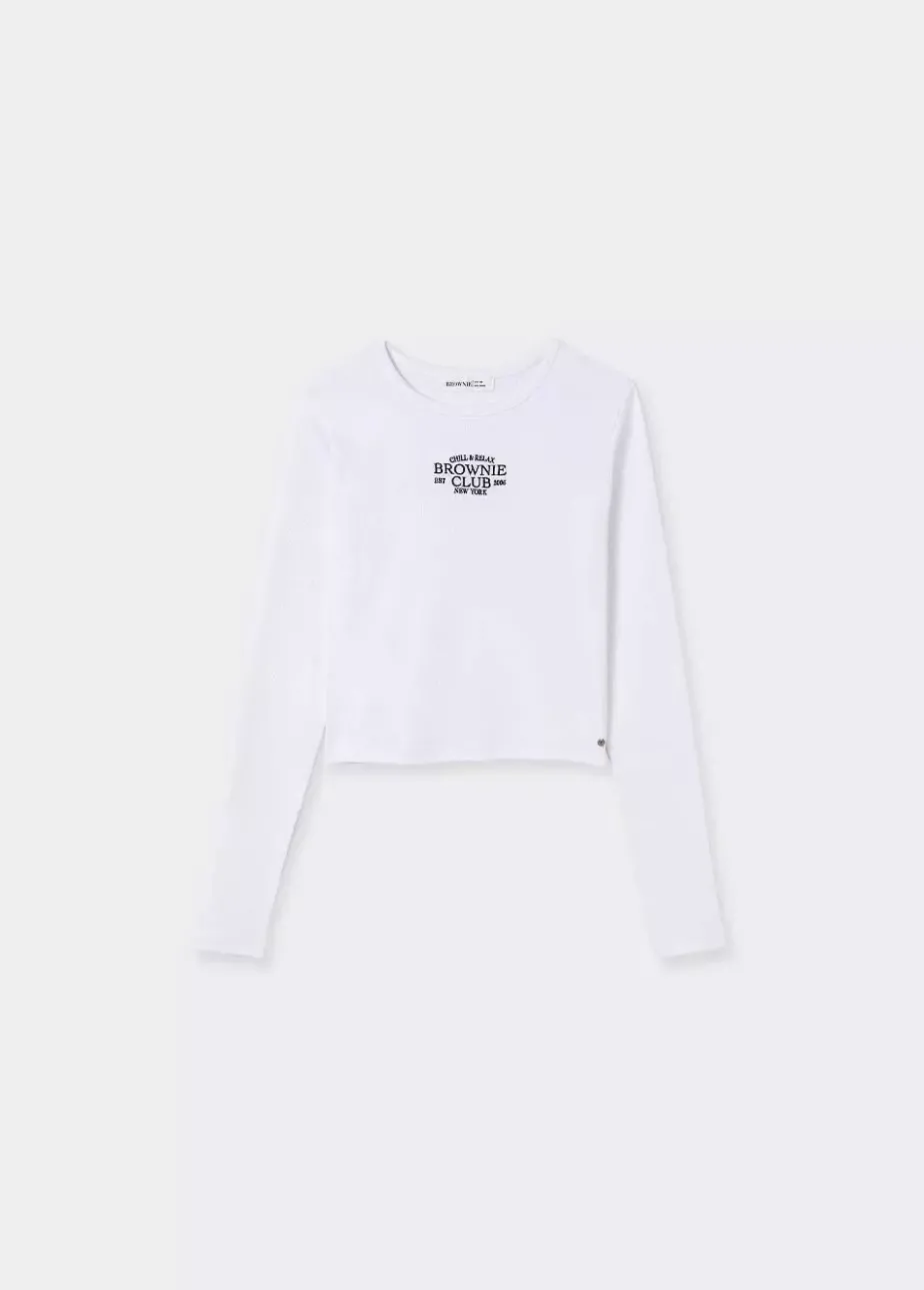 Mujer Brownie Spain Camisetas-Camiseta Baby Tee Manga Larga