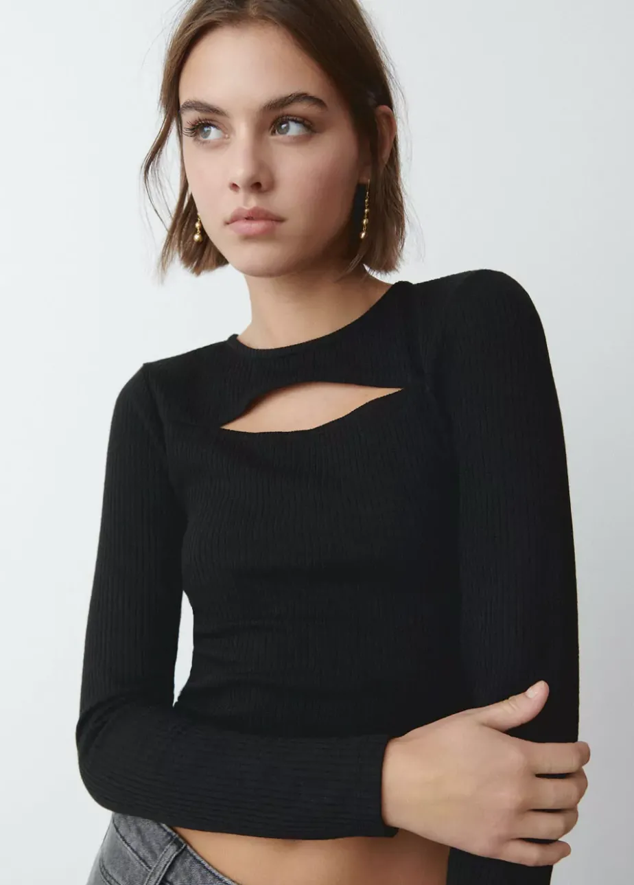Mujer Brownie Spain Camisetas-Camiseta Cut Out Canale Manga Larga