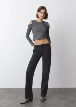 Mujer Brownie Spain Camisetas-Camiseta Escote Hombros Rayas