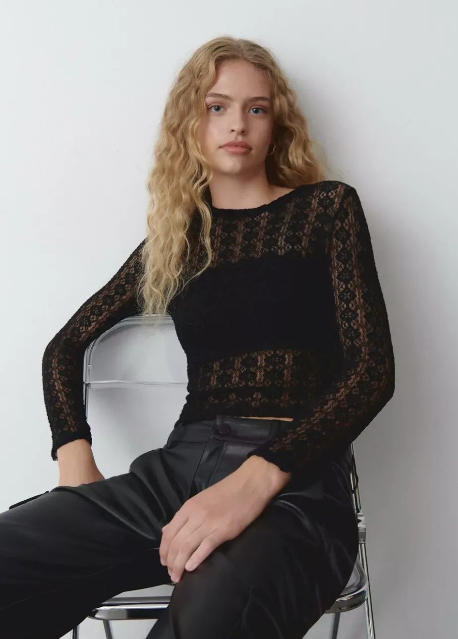 Mujer Brownie Spain Camisetas-Camiseta Lace Manga Larga