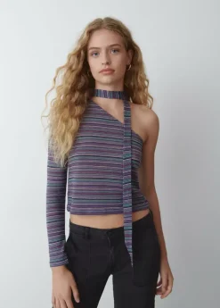 Mujer Brownie Spain Camisetas-Camiseta Manga Larga Asimetrica Chocker