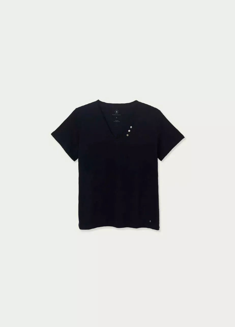 Mujer Brownie Spain Camisetas-Camiseta Mar Basica Botones Organica | Compra Camisetas | Otono-Invierno 2021
