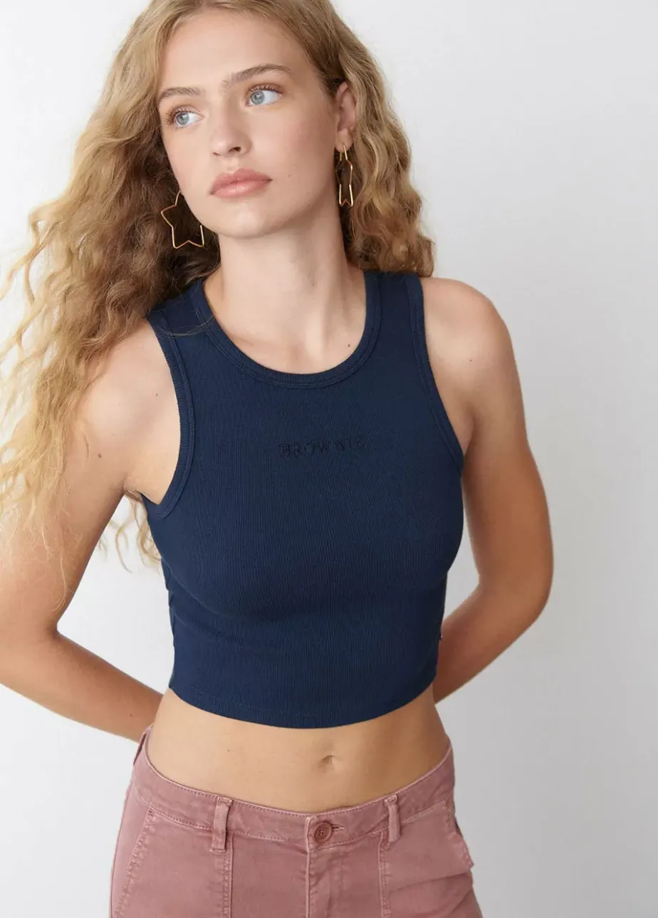 Mujer Brownie Spain Camisetas-Camiseta Sin Manga Bordada