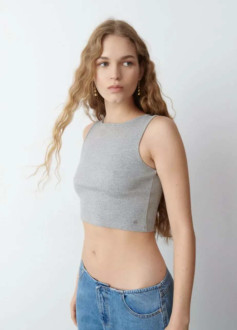 Mujer Brownie Spain Camisetas-Camiseta Sin Manga Gris