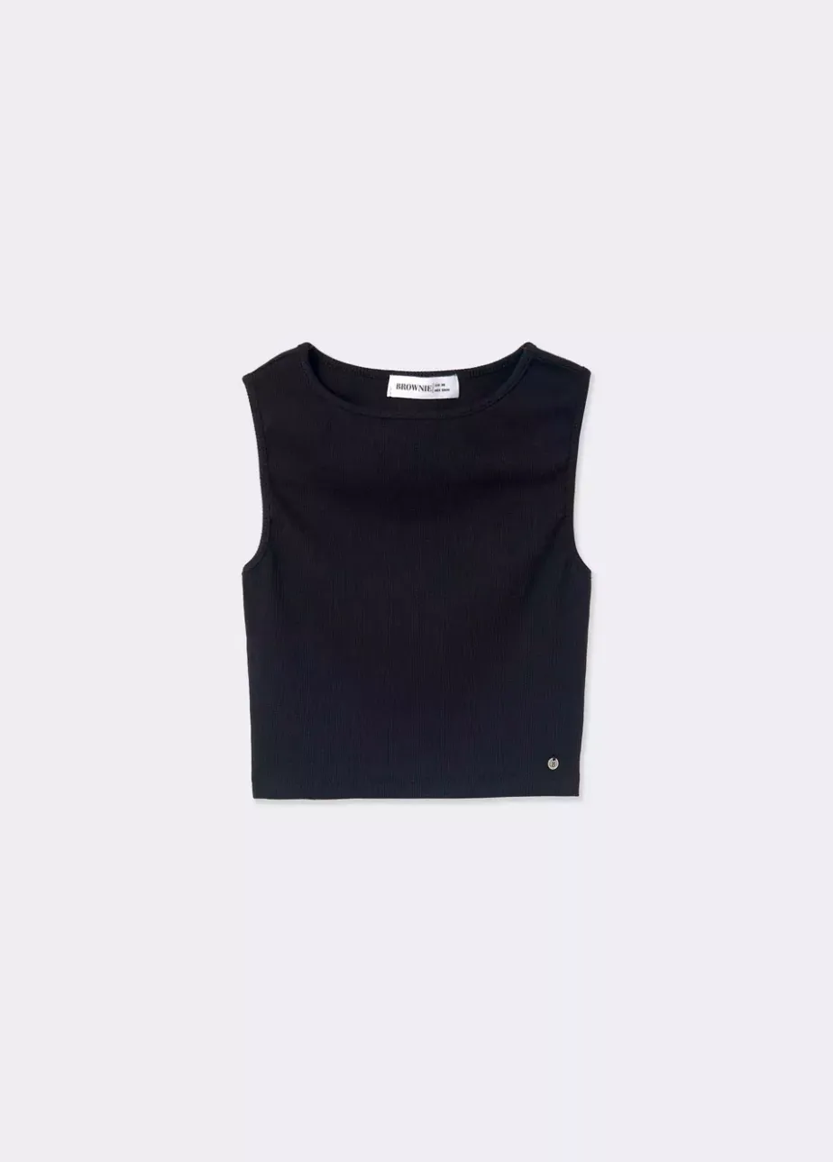 Mujer Brownie Spain Camisetas-Camiseta Sin Manga Negra