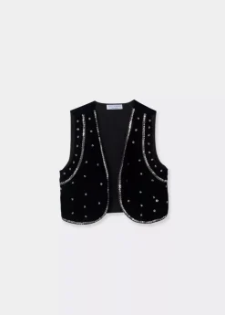Mujer Brownie Spain Tops-Chaleco Terciopelo Pedreria