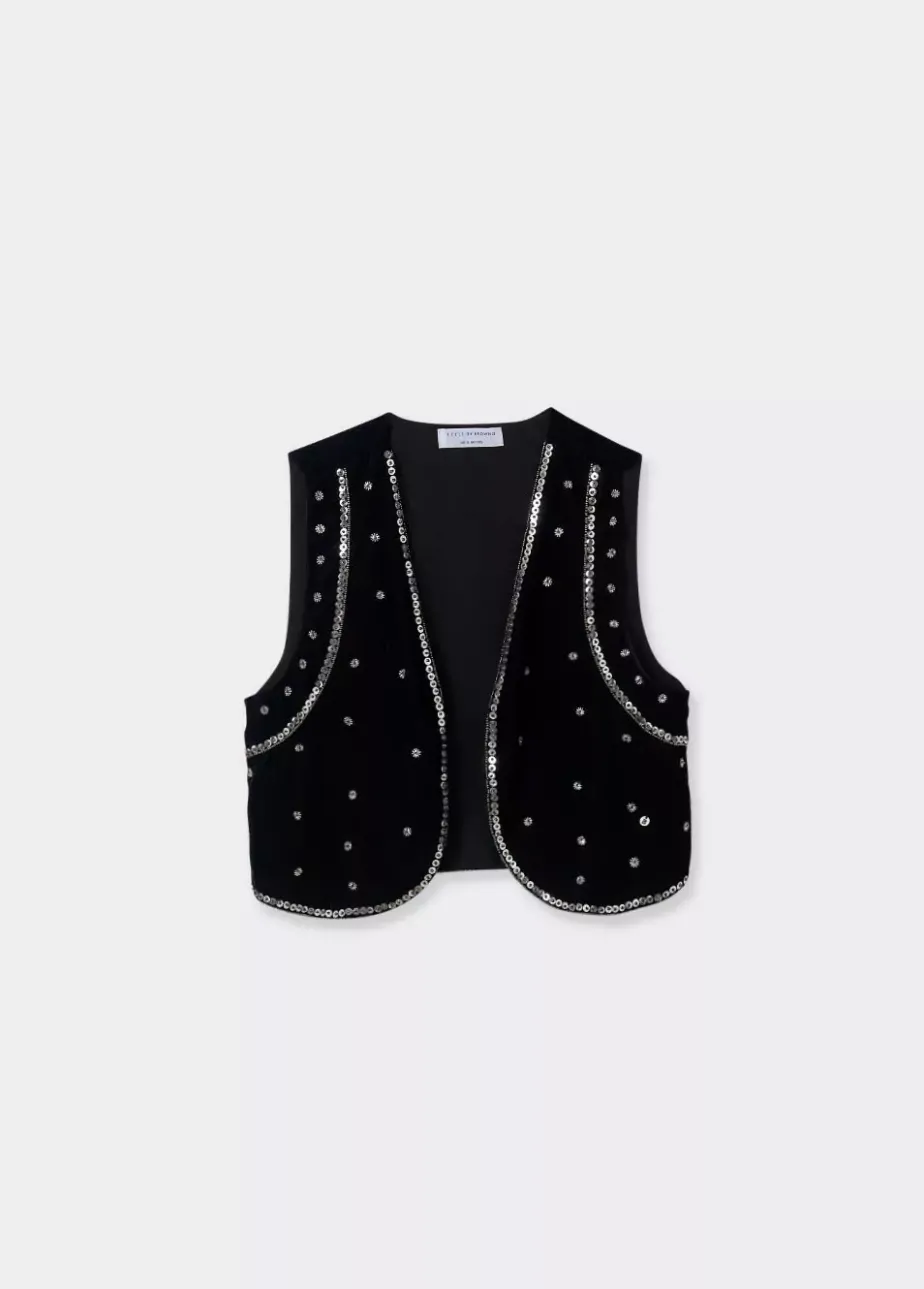 Mujer Brownie Spain Tops-Chaleco Terciopelo Pedreria